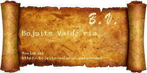 Bojsits Valéria névjegykártya
